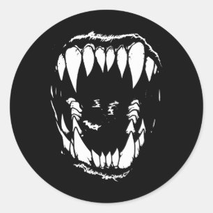 Sticker Rond Vampire Dents Fangs Gothique Horreur Halloween Gru