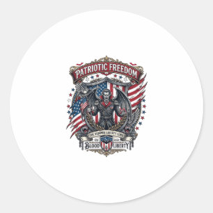 Sticker Rond Vampire Patriotique Liberté Seigneur Horreur Monst