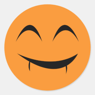 Sticker Rond Vampire smile Jack-o'-lantern orange Halloween
