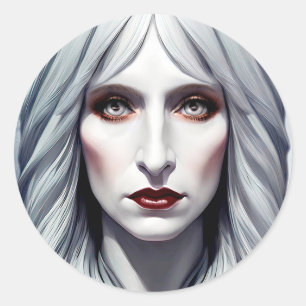 Sticker Rond Vampire sorcière femme Imaginaire art noir