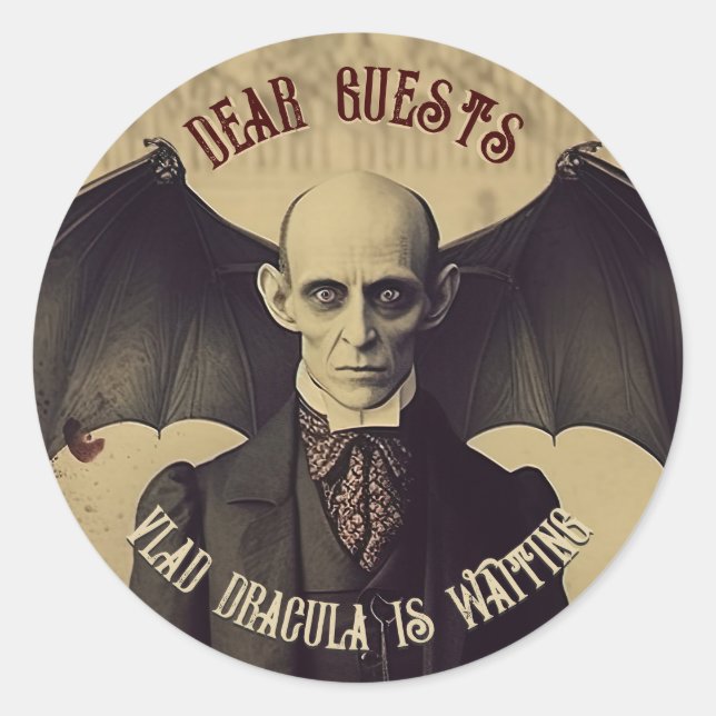 Sticker Rond Vampire Vintage Dracula Halloween (Devant)