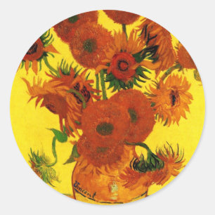 Sticker Rond Van Gogh 15 Tournesols