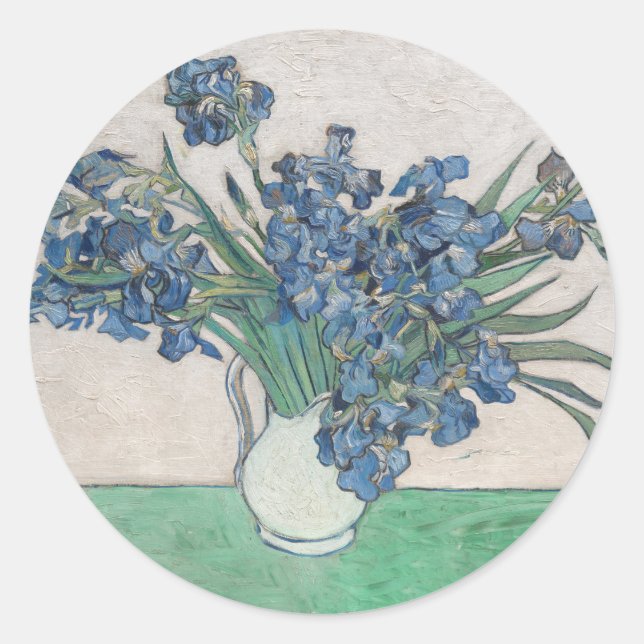 Sticker Rond Van Gogh Iris Vase Peinture Impressionnisme (Devant)