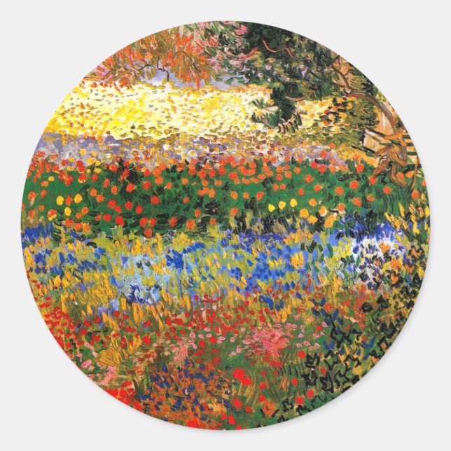 Sticker Rond Van Gogh - Jardin à Arles (alias Jardin des fleurs (Devant)