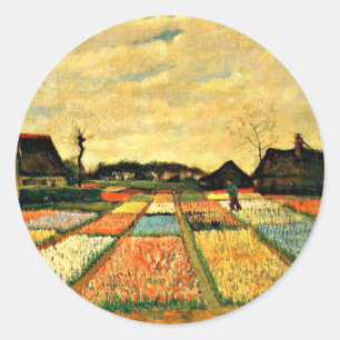Sticker Rond Van Gogh - Lits à fleurs en Hollande