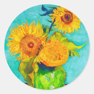 Sticker Rond Van Gogh Sunflowers