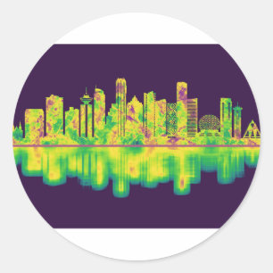 Sticker Rond Vancouver Canada Skyline