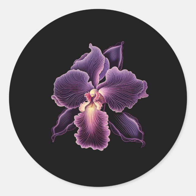 Sticker Rond Vanda violet orchidée Plante fleuriste jardinier (Devant)