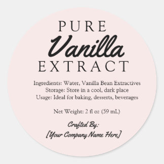 Sticker Rond Vanille Pure Rose Extrait Ingrédients Artisanat
