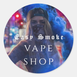 Sticker Rond Vape Shop Fumer Black Business