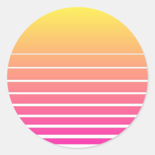 Sticker Rond Vaporwave Sun