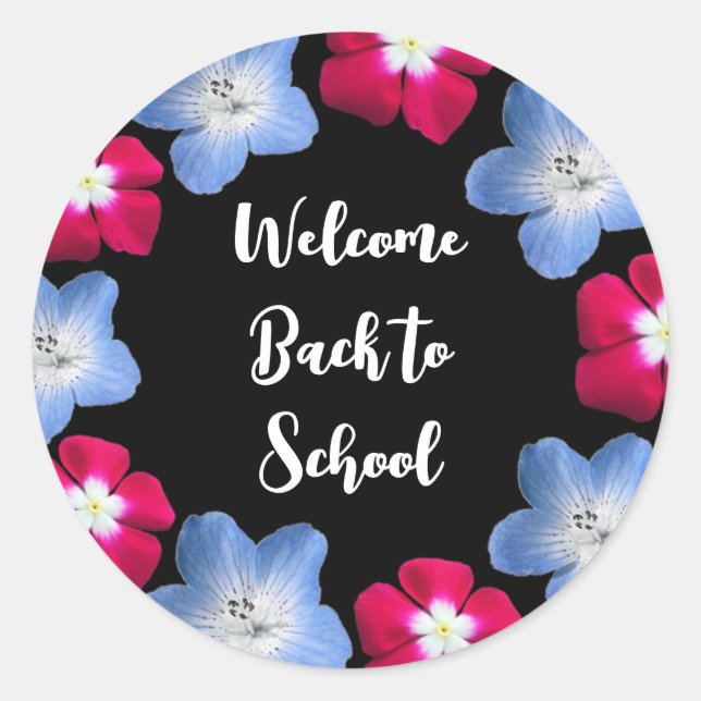 Sticker Rond variété couleur noire et Fleurs (Devant)