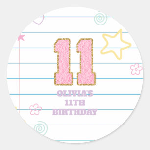 Sticker Rond Varsity pastel patch carnet 11e anniversaire