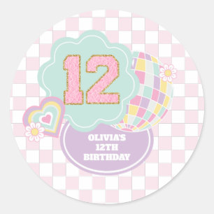Sticker Rond Varsity pastel rapace patch 12ème anniversaire