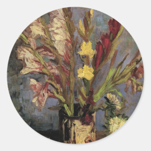 Sticker Rond Vase avec Glaïeuls par Vincent van Gogh