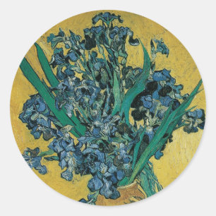 Sticker Rond Vase de fleurs avec iris de Vincent van Gogh