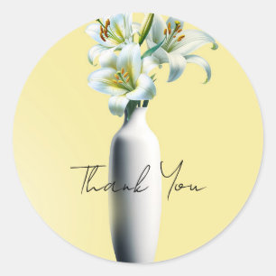 Sticker Rond Vase de fleurs de lis de Pâques jaunes pour Baby S