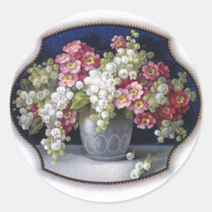 Sticker Rond Vase de fleurs vintages