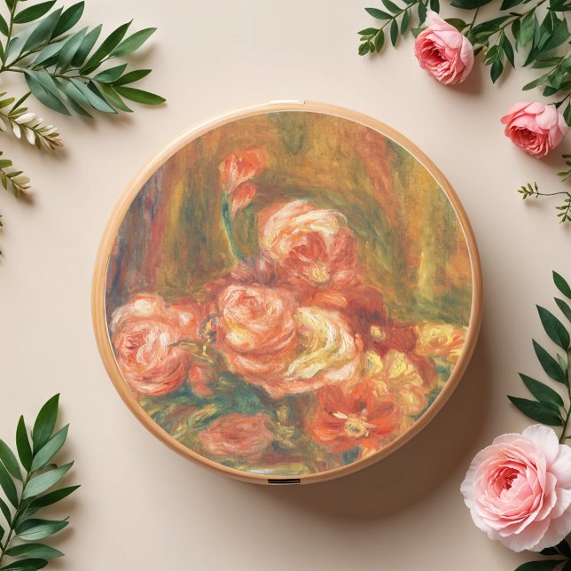 Sticker Rond Vase de Roses par Auguste Renoir Art (Créateur téléchargé)