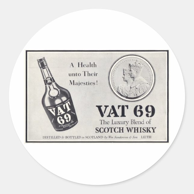Sticker Rond Vat 69 clin d'oeil (Devant)