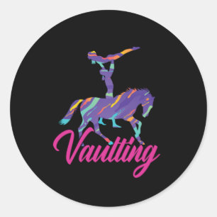 Sticker Rond Vault Gymnaste Horse Balancing acroates Cadeau