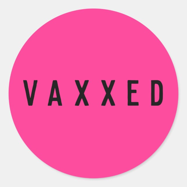 Sticker Rond Vaxxed | Covid-19 Vacciné Fun Neon Rose (Devant)