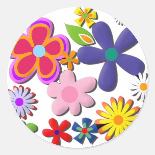 Sticker Rond Vecteur floral rétroélectrique (Devant)