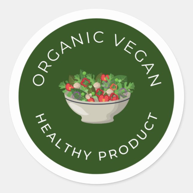 Sticker Rond Végan biologique, alimentation saine (Devant)