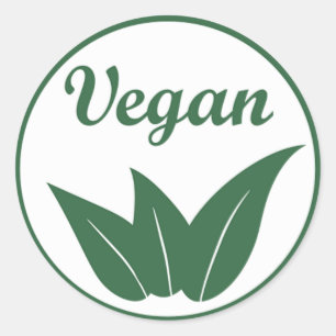 Sticker Rond Vegan Design 2 vert sur blanc