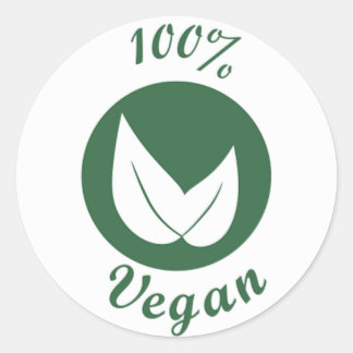Sticker Rond Vegan Design 3 vert sur blanc