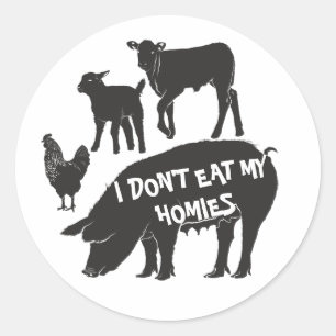 Sticker Rond Vegan Je ne mange pas mes Homies