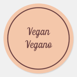 Sticker Rond Vegan Pêche Bilingue (Vegano) Simple