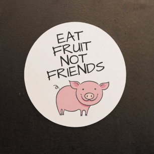 Sticker Rond Vegas manger des fruits pas amis mignon porcelet r