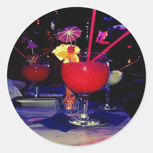 Sticker Rond Vegas Tropical Cocktail Funky (Devant)