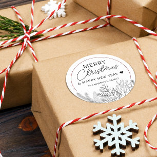Sticker Rond Végétalerie d'hiver Joyeux Noël Personnalisé