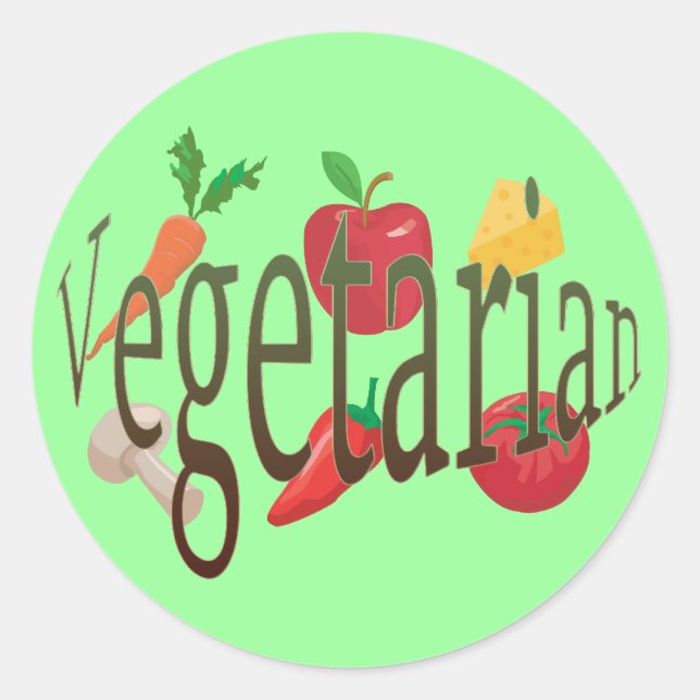 Sticker Rond Végétarien (Devant)