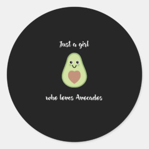Sticker Rond Végétarien - Juste Une Fille Qui Aime Les Avocados