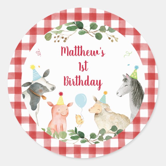 Sticker Rond Végétation animale agricole Anniversaire (Devant)
