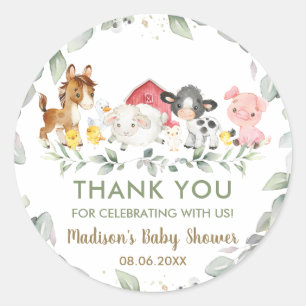 Sticker Rond Végétation Animaux de ferme Anniversaire Baby show