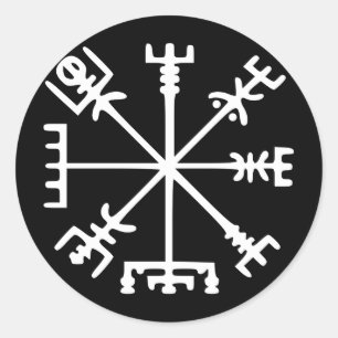 Sticker Rond Vegvísir (boussole de Viking)