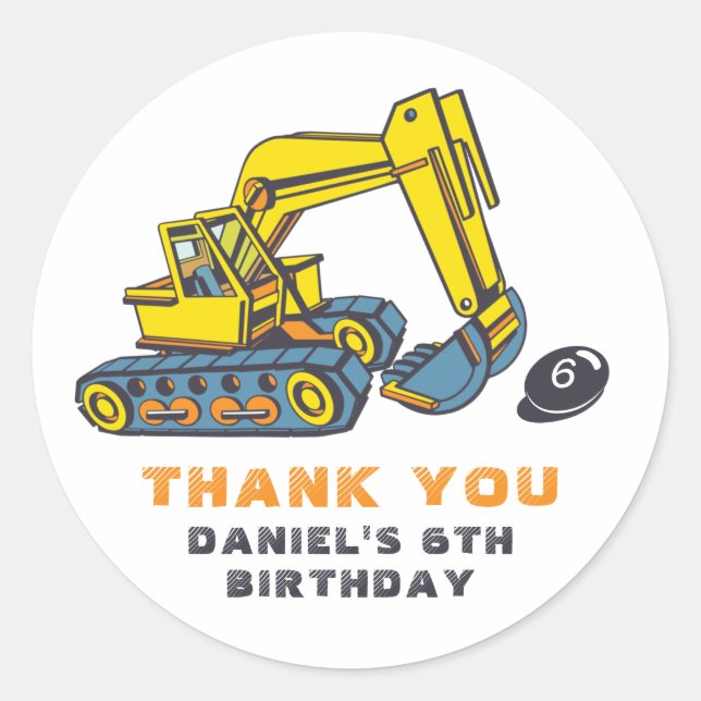 Sticker Rond Véhicule de construction de la partie Anniversaire (Devant)
