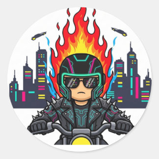 Sticker Rond vélo cyberpunk