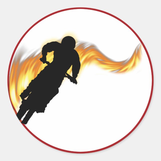 Sticker Rond Vélo Off Road Dirt avec flammes (Devant)