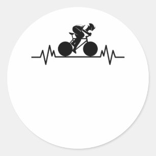 Sticker Rond Vélo Road Vélo Heartbeat Design Vélo Cadeau