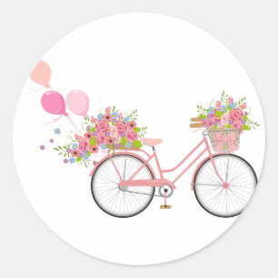 Sticker Rond Vélo rose lunatique