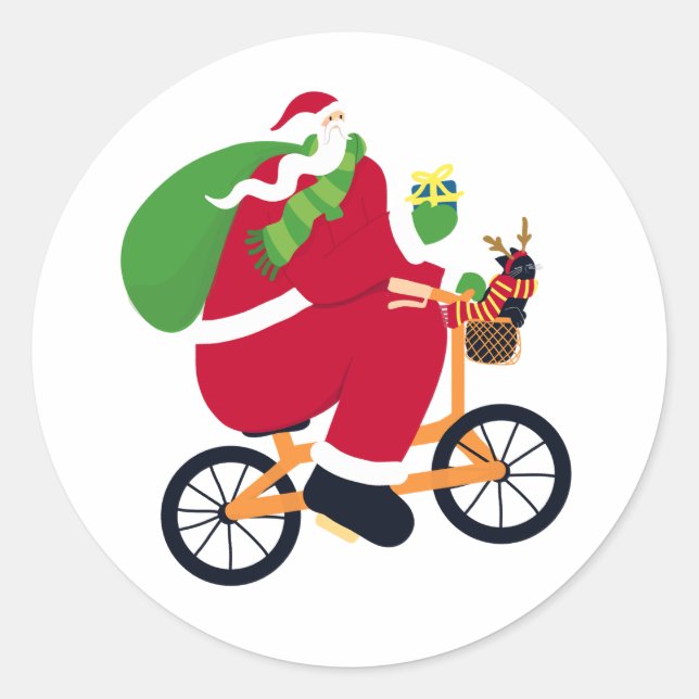 Sticker Rond Vélo Santa Claus (Devant)