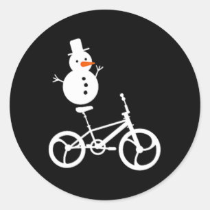 Sticker Rond Vélo Snowman Bmx Noël Hiver Amusant Vélo Sp