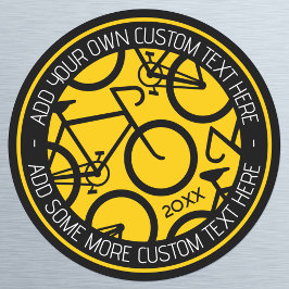 Sticker Rond Vélo texte personnalisé Jaune et noir