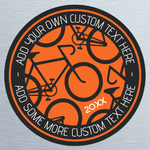 Sticker Rond Vélo texte personnalisé orange et noir