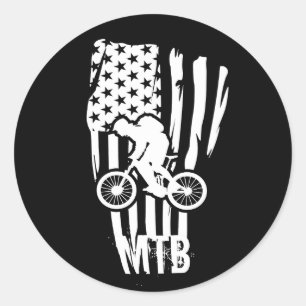 Sticker Rond Vélo tout terrain drapeau américain Mtb patriotiqu